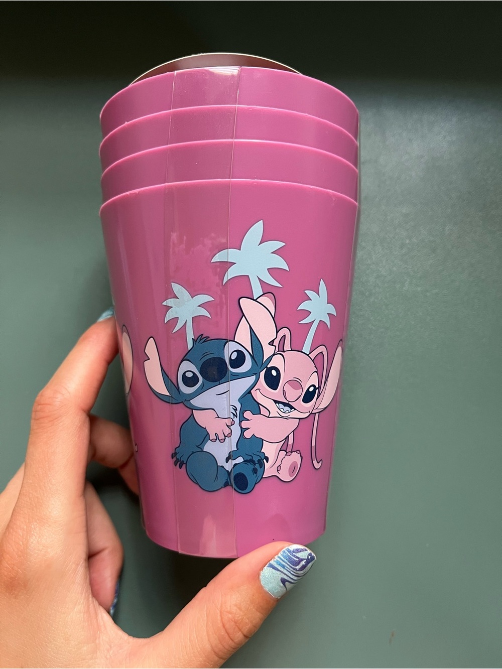 Disney Stitch 4-Pack Plastic Cups in Pink